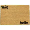 Bonami Černá rohožka z přírodního kokosového vlákna Artsy Doormats Hello, Bye, 40 x 60 cm
