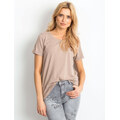 BASIC Dámské světle béžové tričko -dark beige Béžová