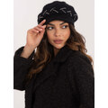 BASIC Černý dámský teplý baret s kamínky -black Černá