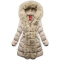 Butikovo Béžová zimní bunda s páskem a kožešinou