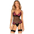 Obsessive Set Rosenty korzet a tanga černo-růžové
