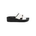 GOODIN White and black flip-flops on a low wedge