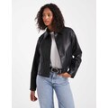 New Look patch pocket PU jacket in black
