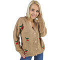 Pri Warm and cozy women's sweater with cherries in autumn LARAMIE