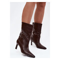 Boto Vklouznout dámské kotníkové boty na podpatku z eko kůže čokoládové Norell