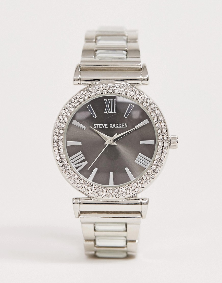Steve Madden womens silver plated watch with black dial - Glami.cz