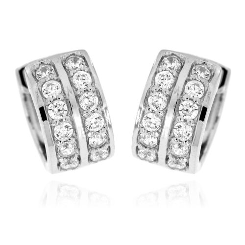 Zlatnictví U Kostela Stříbrné náušnice kroužky s třpytivými zirkony AE3844