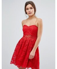 fuchsia bandeau embroidered lace bodycon dress