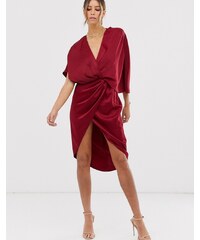 oasis satin asymmetric midi dress