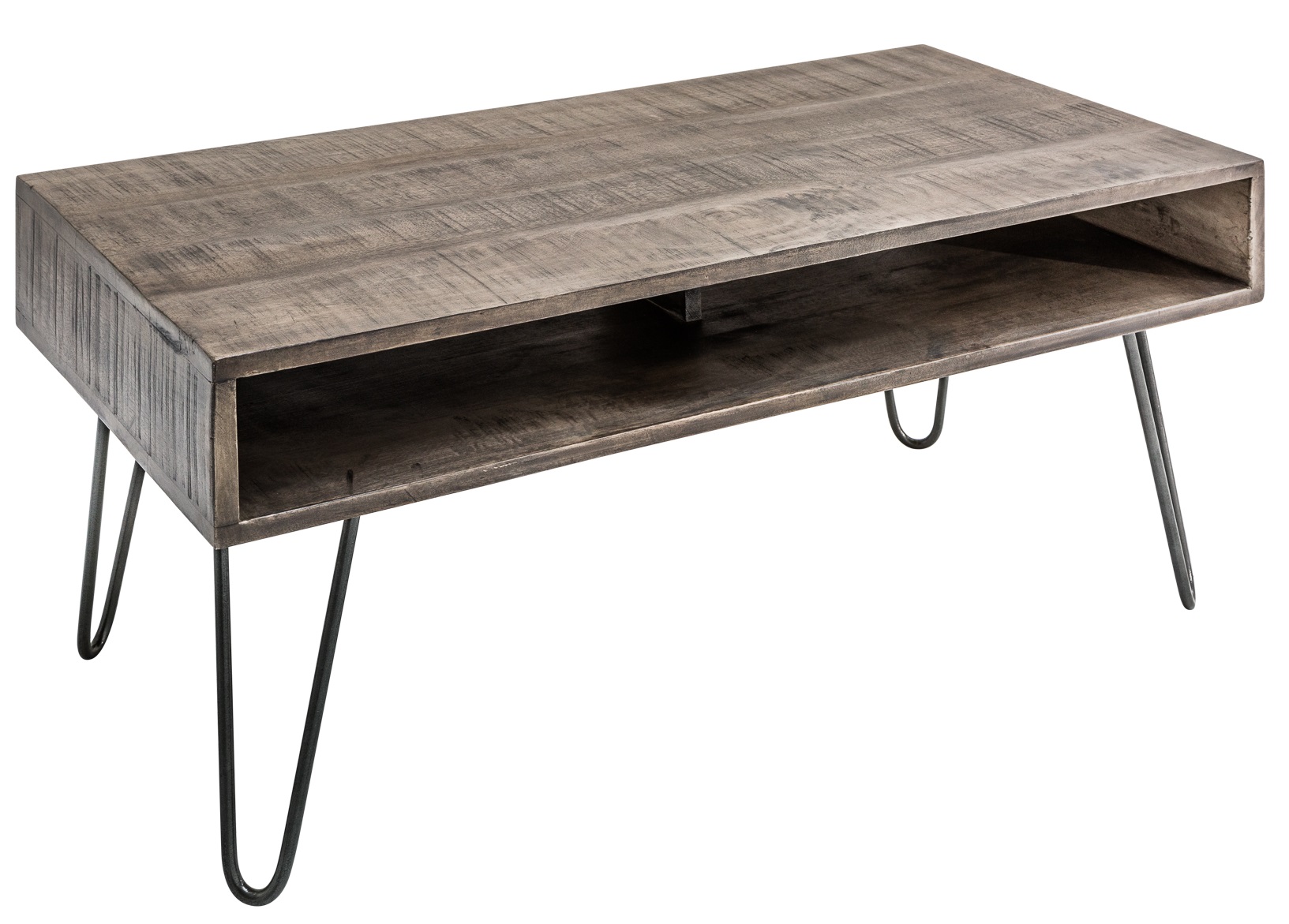 Moebel Living Masivní šedý konferenční stolek Remus 100x50 cm - GLAMI.cz