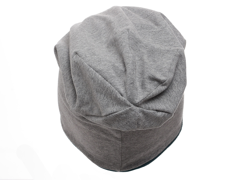 Maximo Dětská čepice tenká Beanie oboustranná šedá/zelená