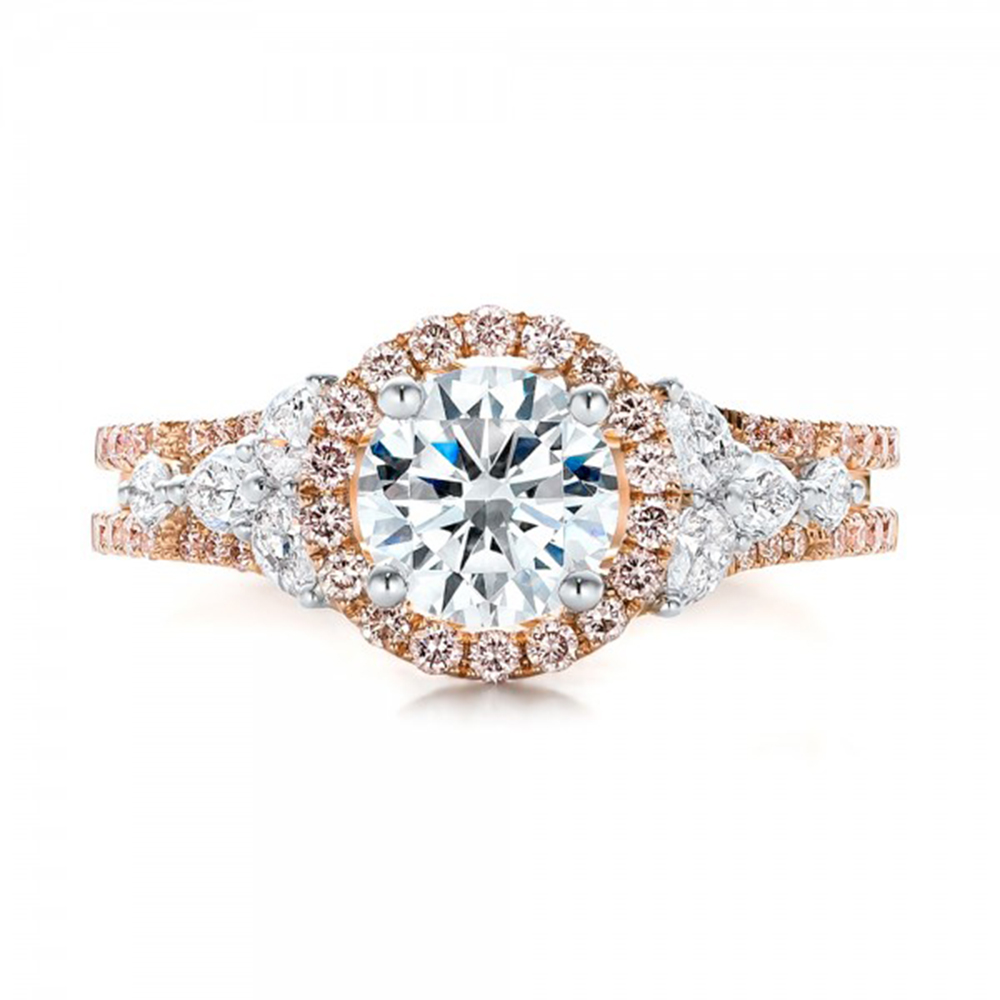 Olivie Růžově zlacený stříbrný prsten 3365