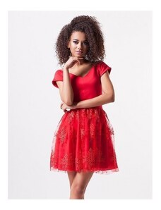 Luxusní dámské šaty EMILY s krajkovou sukní červené MOSQUITO 2396