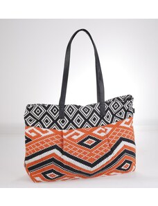 Plátěná taška Kbas s aztéckým vzorem oranžovo-černá