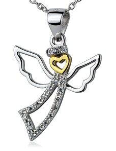 4U Stříbrný náhrdelník anděl se zirkony ZB87415