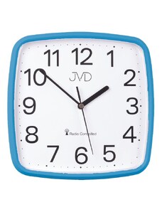 Modré hranaté rádiem řízené přesné levné hodiny JVD RH616.5