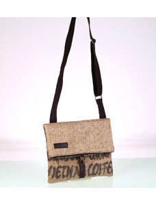 Dámská kabelka přes rameno z recyklované juty Kbas s motivem kávy hnědá 085746