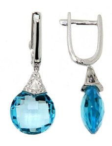 GEMS DIAMONDS Náušnice s diamanty blue topaz Briline 388-0350