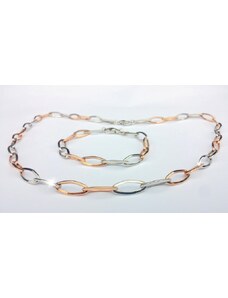 FBM - Německo Novinka - luxusní souprava náhrdelník a náramek růžové a bílé zlato Briline101s