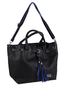 Elegantní kabelka z nepromokavého materiálu Kbas s ozdobami a dvojími ručkami černá 323506N