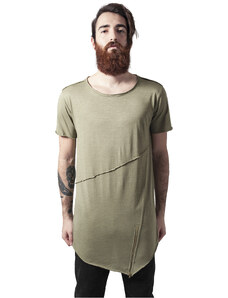 UC Men Světlé olivové tričko s dlouhým předním zipem s otevřeným okrajem