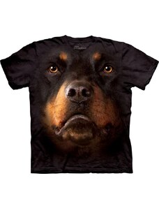 Pánské batikované triko The Mountain - Rottweiler Face - černé