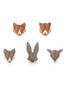 BeWooden Set dřevěných broží Animal Brooch Set