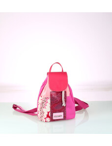 Dámský batoh z plátna Kbas růžový vzor patchwork