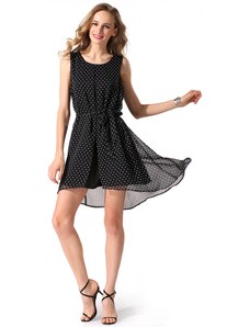 LM moda A Letní šaty černé s puntíky 283