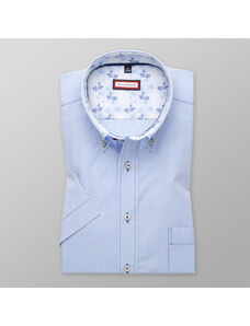 Willsoor Pánská slim fit košile s krátkým rukávem (výška176-182) 8094 v modré barvě s úpravou easy care