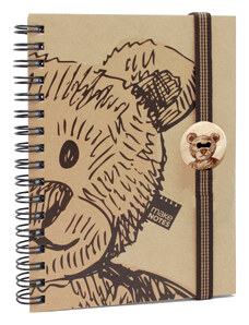 MAKENOTES Zápisník A6 motiv BEAR, s knoflíkem a gumičkou