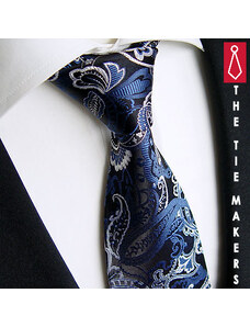 Beytnur 224-2 hedvábná kravata černo modrá paisley
