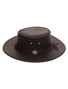 Barmah Hats Pánský kožený klobouk Australák - hnědý