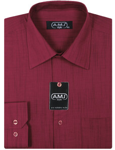Pánská košile AMJ Comfort fit - vínová fil-á-fil VD24