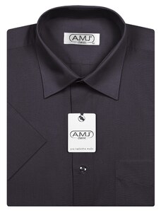 Pánská košile AMJ Comfort fit s krátkým rukávem - tmavě šedá JK19