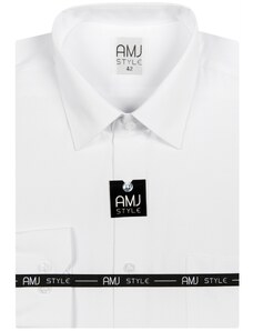 Pánská košile AMJ Comfort fit s jemnou strukturou - bílá VD838