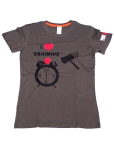 Tri Fun Fit Dámské šedé tričko I Love Training 006-TFTFG