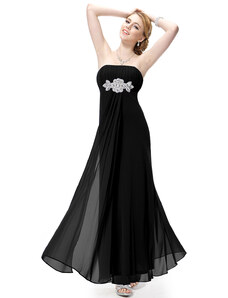 Ever-Pretty Černé šifonové šaty bez ramínek