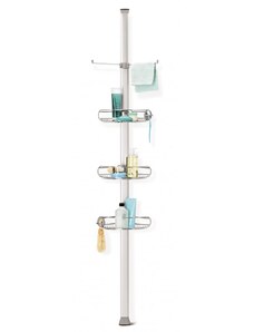 Rohová tyč s nastavitelnými poličkami do sprchy Simplehuman, nerez / hliník, 182 -274cm