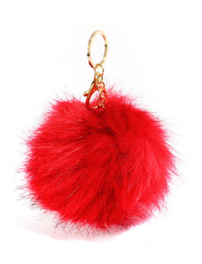 LS Fashion Přívěsek na kabelku červený - bambule červená