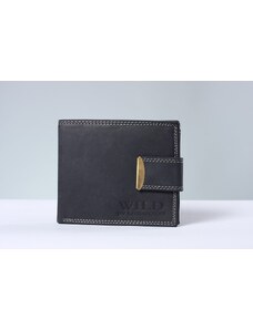 Kožená peněženka Wild Things Only pánská, černá, broušený povrch, 964
