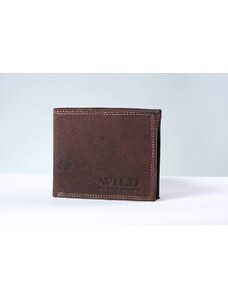 Kožená peněženka Wild by Loranzo pánská, tmavě hnědá, broušený povrch, 984