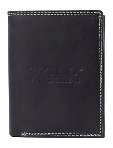 Kožená peněženka Wild Things only, pánská černá broušená kůže, 982