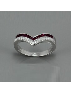Zlatnictví U Kostela Diamantový prsten s rubíny K2435