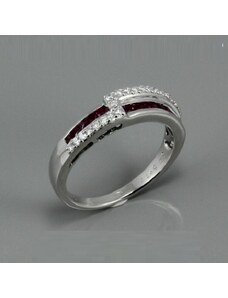 Zlatnictví U Kostela Diamantový prsten s rubíny K2472