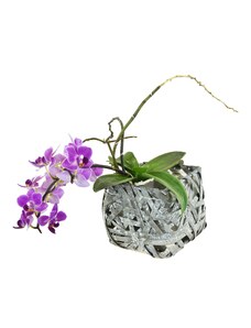 Hranatý květináč z dýhy šedý s igelitovou vložkou