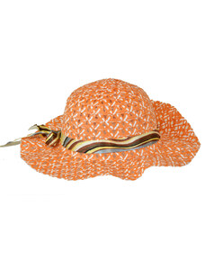 Slaměný klobouk oranžový se stuhou