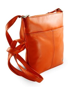 Oranžová dámská kožená zipová crossbody kabelka Jenny