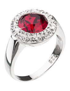 EVOLUTION GROUP Stříbrný prsten s krystaly Swarovski červený kulatý 35026.3