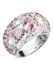 EVOLUTION GROUP Stříbrný prsten s krystaly Swarovski růžový 35028.3